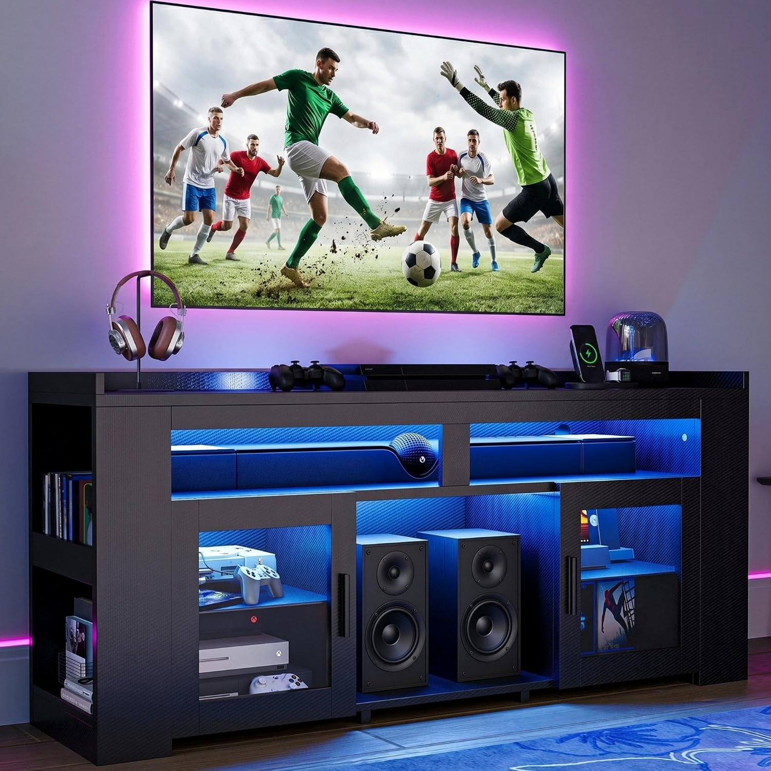 Gaming Console Room - 충전 스테이션 및 LED 조명이 있는