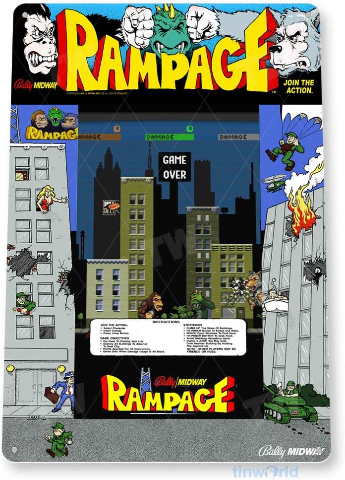 Gaming Console Room - TIN SIGN Rampage Arcade Sign 게임룸