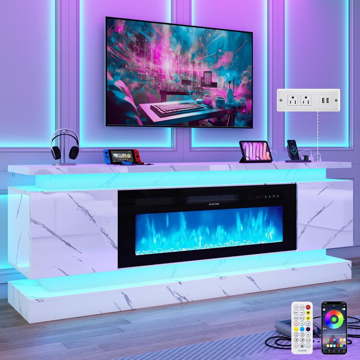 71인치 LED TV 스탠드(40인치 벽난로 전원 콘센 - Gaming Console Room 리뷰 및 가격