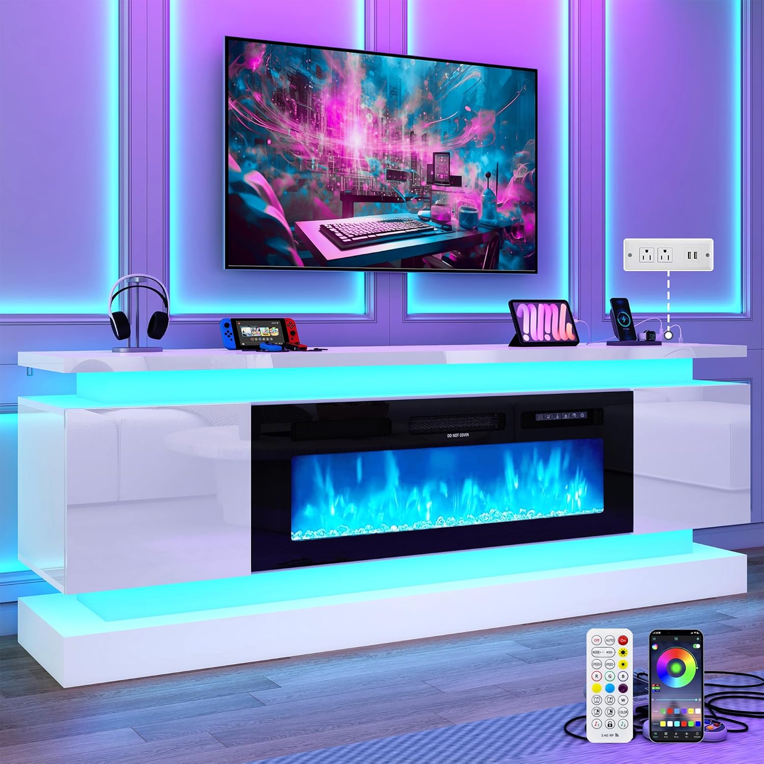 71인치 LED TV 스탠드(40인치 벽난로 전원 콘센 - Gaming Console Room 리뷰 및 가격